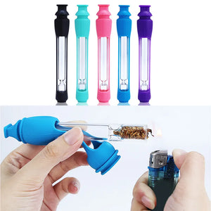 Glass Chillum One Hitter Pipe With Protective Silicone Sleeve - Puffer Cloud The World's Best Online Smoke Shop and Headshop