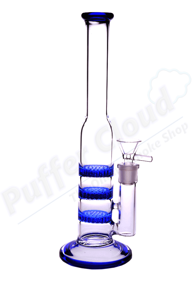 10.5" Triple Honeycomb Perc Water Pipe - Puffer Cloud | The World's Best Online Smoke and Head Shop