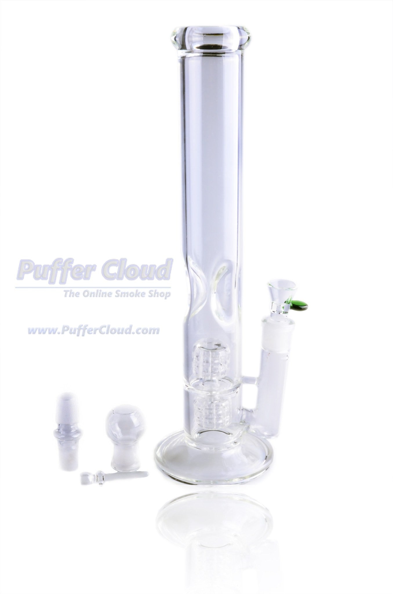 14" Double Grid Water Pipe w/ Ice Catcher - Dry Herb & Dag Rig - Puffer Cloud | The World's Best Online Smoke and Head Shop