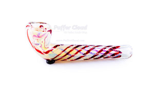 Clear Snubby Gandalf Hand Pipe w/ Red Swirls - Puffer Cloud | The World's Best Online Smoke and Head Shop