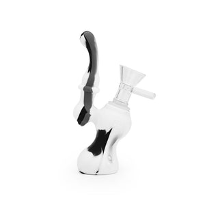 5'' Silicone Upright Bubbler - Black & White Marble - Puffer Cloud The World's Best Online Smoke Shop & Head Shop