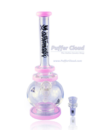 Mathematix Genie Bottle Water Pipe With Pink Rings - Puffer Cloud | The World's Best Online Smoke and Head Shop